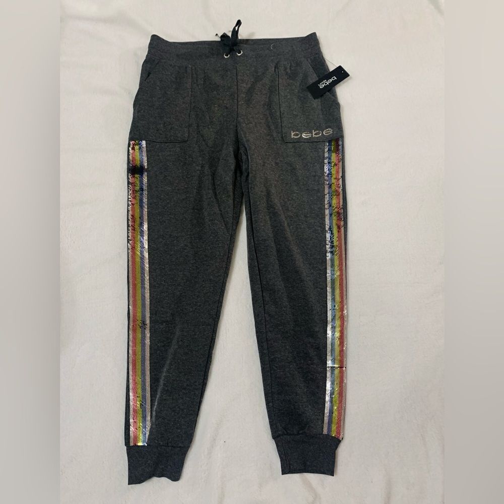 NEW BEBE SEQUINS JOGGER PANTS SIZE LARGE